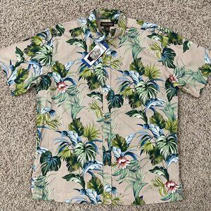 Cooke Street Men’s Aloha Hawaiian Woven Button Shirt, Size Large (New)